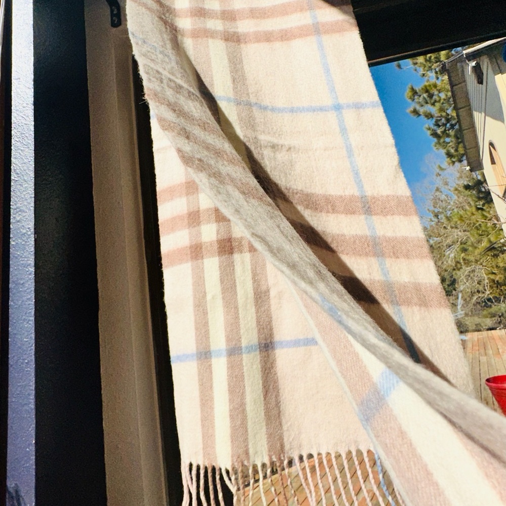 Burberry: Pink Giant Check Plaid Scarf - Picture 12 of 13